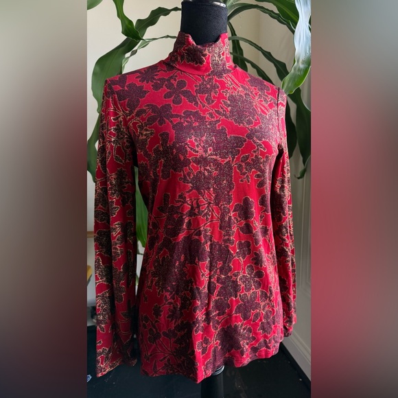 Chico's Tops - Chico's Red Floral Long Sleeve Top